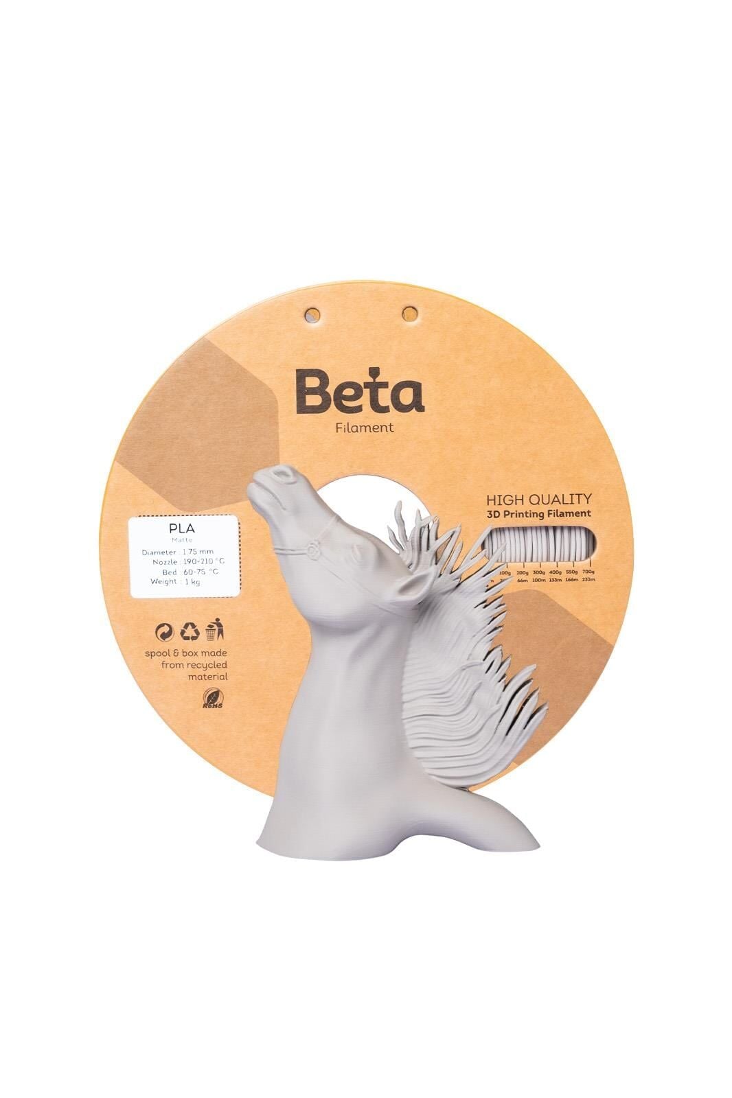 Beta Filament Matte PLA 1.75mm 1kg Gri