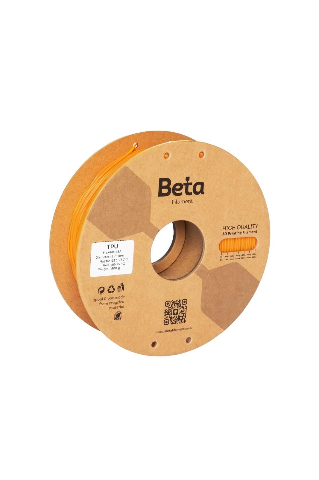 Beta TPU 95A Filament Transparent Tangerine Orange