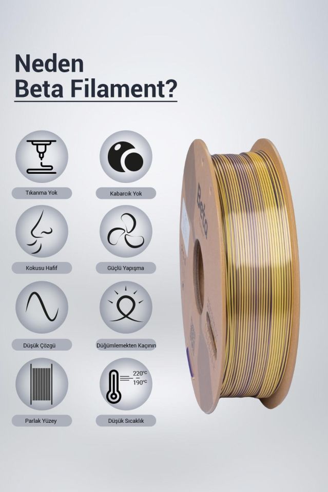 Beta PLA-Mystic Silk Filament Blue Purple Yellow